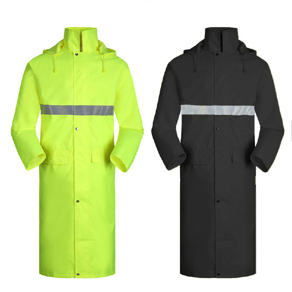 Adult long raincoat poncho windbreaker security PU coating for rainy days